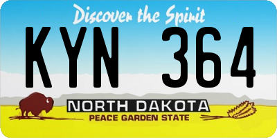 ND license plate KYN364