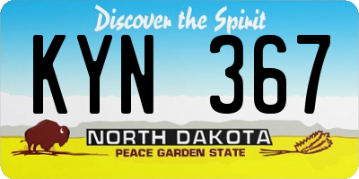 ND license plate KYN367
