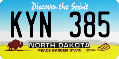 ND license plate KYN385