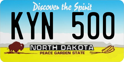 ND license plate KYN500