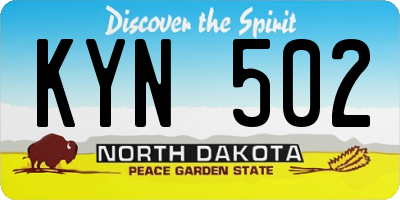 ND license plate KYN502