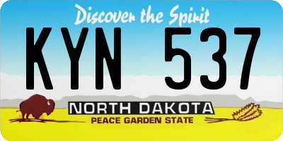 ND license plate KYN537