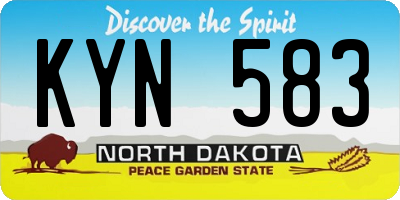 ND license plate KYN583