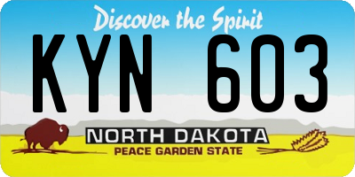 ND license plate KYN603