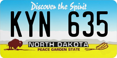 ND license plate KYN635