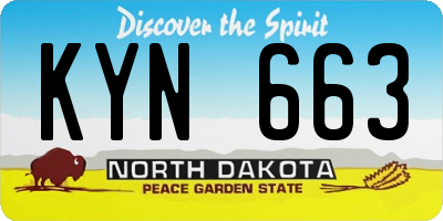 ND license plate KYN663