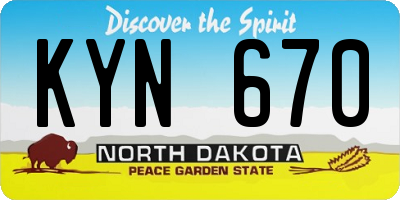 ND license plate KYN670