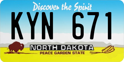 ND license plate KYN671