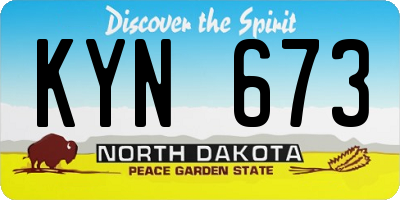 ND license plate KYN673