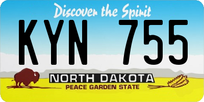 ND license plate KYN755