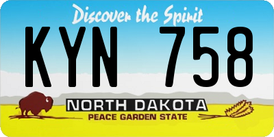 ND license plate KYN758