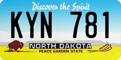 ND license plate KYN781