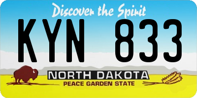ND license plate KYN833