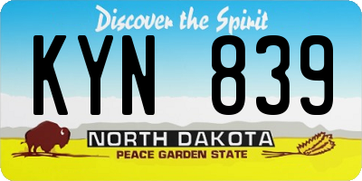 ND license plate KYN839