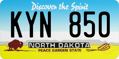 ND license plate KYN850