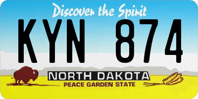 ND license plate KYN874