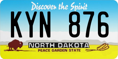 ND license plate KYN876