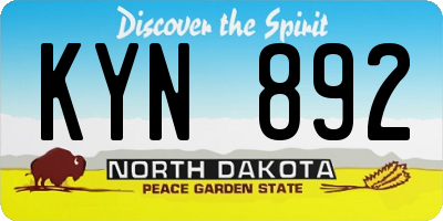 ND license plate KYN892