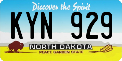 ND license plate KYN929
