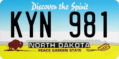 ND license plate KYN981