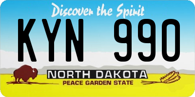 ND license plate KYN990