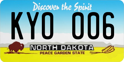 ND license plate KYO006