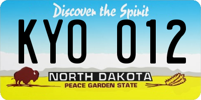 ND license plate KYO012