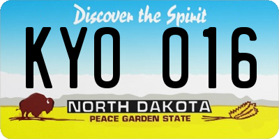 ND license plate KYO016