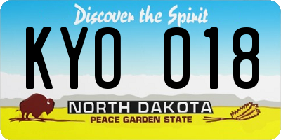 ND license plate KYO018