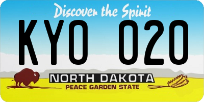 ND license plate KYO020