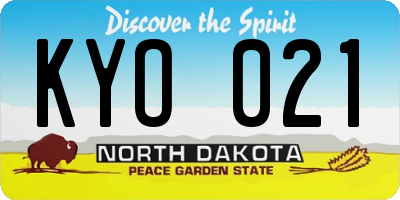 ND license plate KYO021