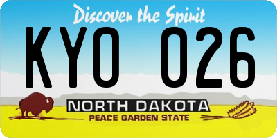 ND license plate KYO026