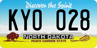 ND license plate KYO028