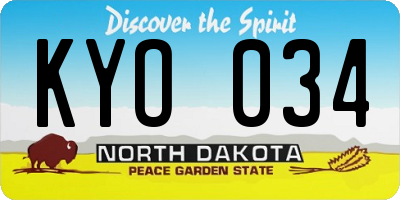 ND license plate KYO034