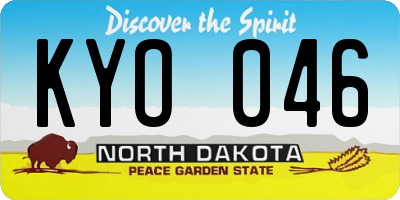 ND license plate KYO046