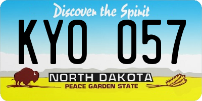 ND license plate KYO057