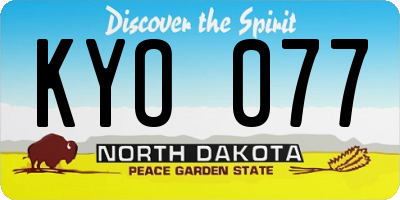 ND license plate KYO077