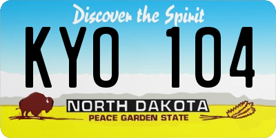 ND license plate KYO104