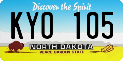 ND license plate KYO105