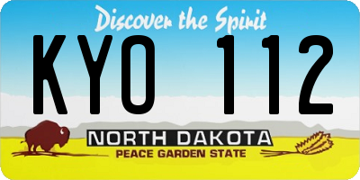 ND license plate KYO112
