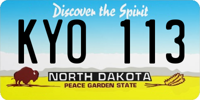 ND license plate KYO113