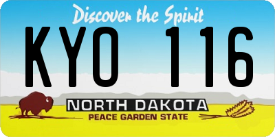 ND license plate KYO116