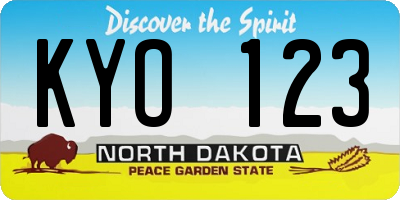 ND license plate KYO123