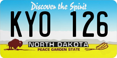 ND license plate KYO126