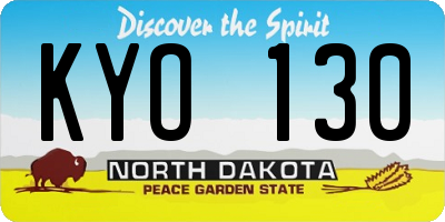 ND license plate KYO130