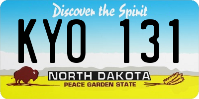 ND license plate KYO131