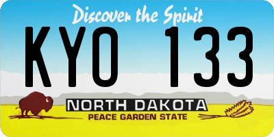 ND license plate KYO133