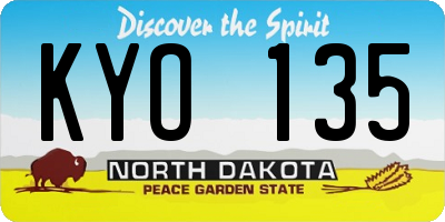 ND license plate KYO135