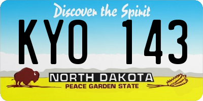 ND license plate KYO143