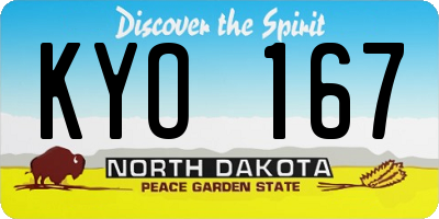 ND license plate KYO167